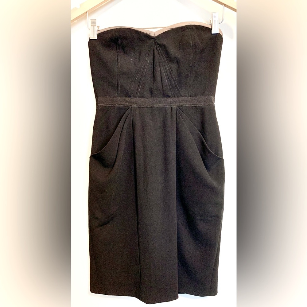BCBG black strapless dress with pockets